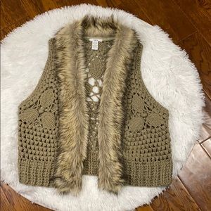 Crochet Vest with Faux Fur